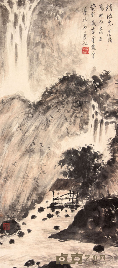 傅抱石 山水立轴 83×37