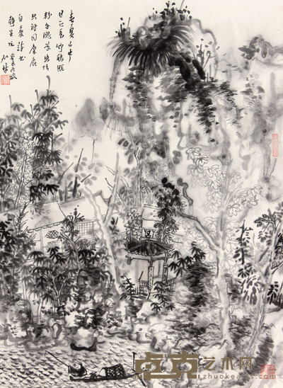 何加林 山水立轴 68×50