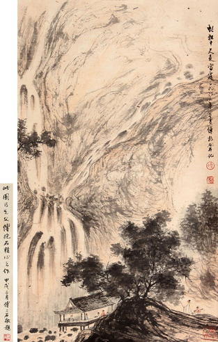 傅抱石 山水人物立轴