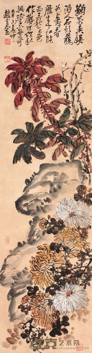 赵云壑 花卉立轴 128×34