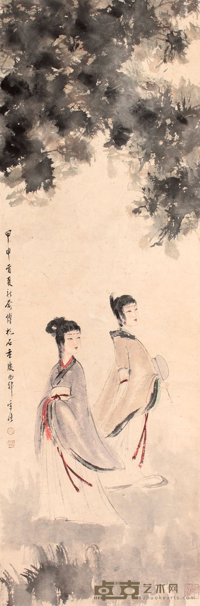 傅抱石 人物立轴 101×34
