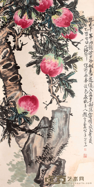 赵云壑 寿桃立轴 133×67