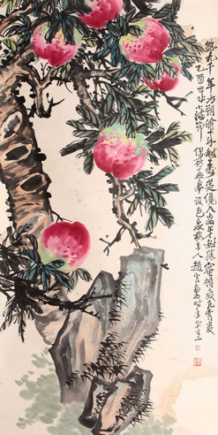 赵云壑 寿桃立轴