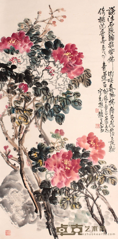 赵云壑 牡丹图立轴 137×67