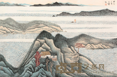 宋玉麟 山水人物镜片 45×68
