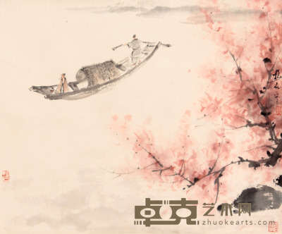 傅抱石 山水人物立轴 36×30