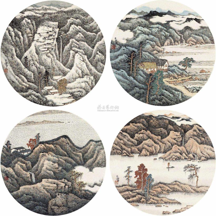 宋玉麟 四季山水 镜心