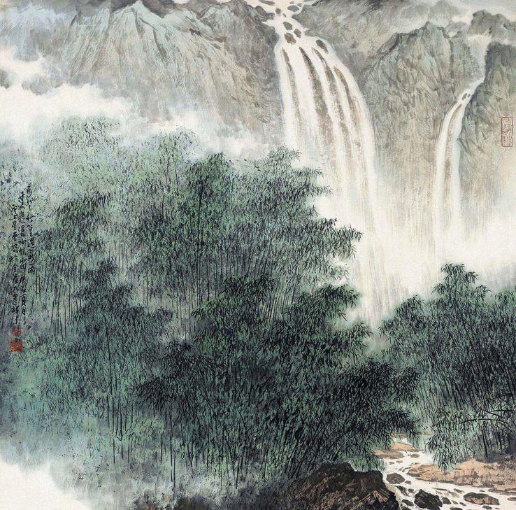 卢星堂 万竿烟雨 镜心