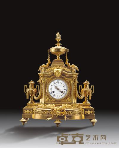19世纪 法国铜鎏金壁炉钟 高47.5cm