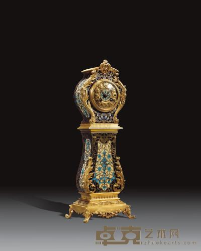 19世纪 法国 铜鎏金珐琅钟 高35cm