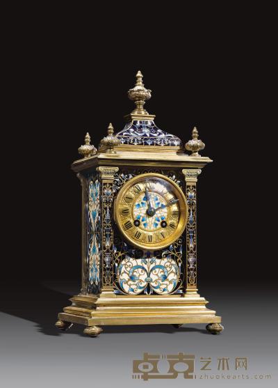 19世纪 法国 铜珐琅小壁炉钟 高29cm