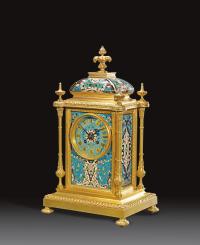 19世纪 法国铜鎏金珐琅壁炉钟