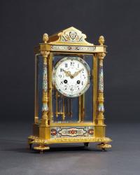 20世纪 法国铜鎏金珐琅四明钟