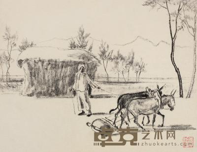 李桦 1959年作 劳作图 29.2×38.2cm