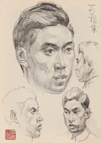 李桦 20世纪50年代初作 侦察英雄苟福荣