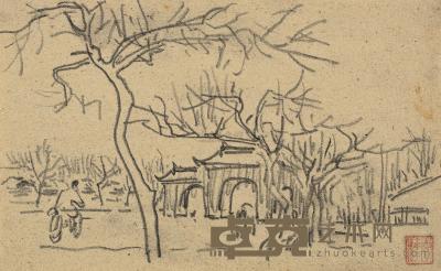 李桦 1948年作 老北京风情 16.7×27.1cm
