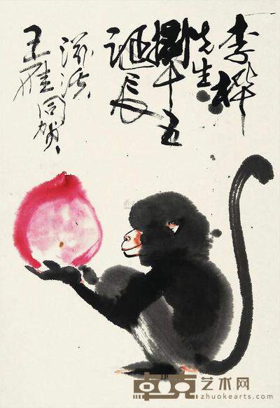 孙慈溪 1992年作 献寿图 65×44.5cm