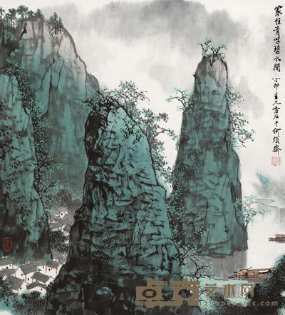 白雪石 1987年作 家住青峰碧水间 立轴 68.3×62.5cm