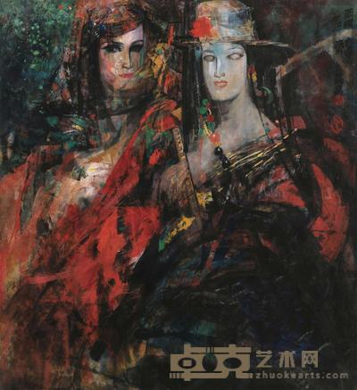 石齐 两个大学生 镜框 96×88cm