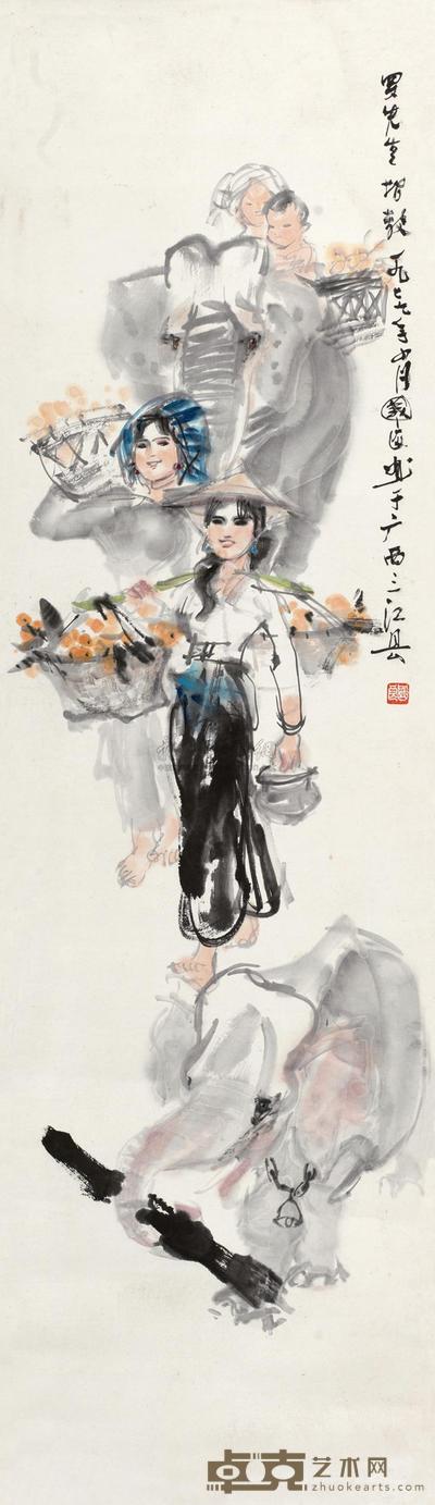 史国良 1979年作 丰收图 立轴 112×34cm