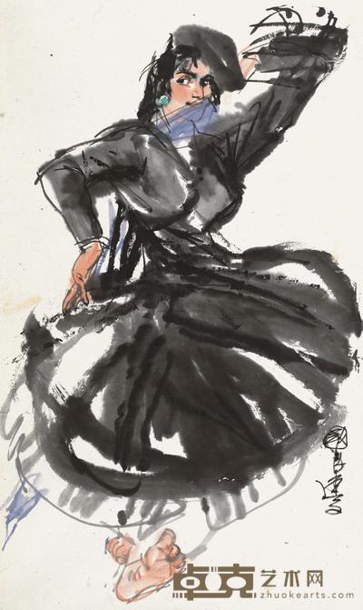 史国良 舞蹈人物 镜框 82×48.5cm