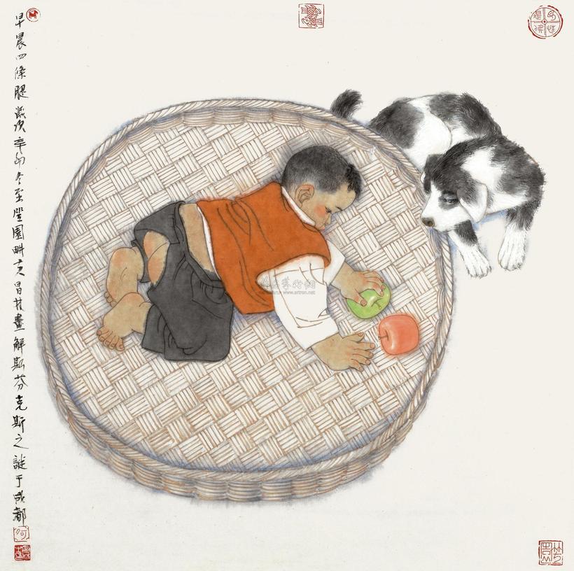 何昌林 2011年作 早晨四条腿 镜框