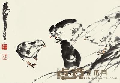 黄胄 雏趣 镜心 32×47cm