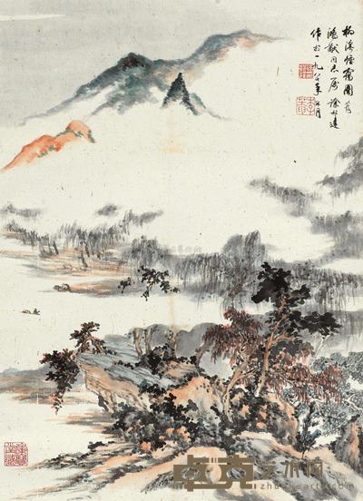 徐邦达 1987年作 柳溪烟霭图 立轴 54×39cm