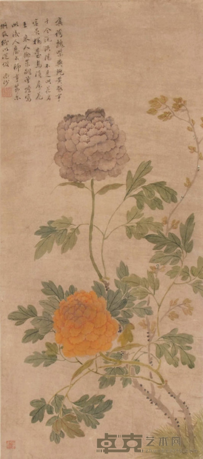 蒋庭锡 花卉 96×41cm