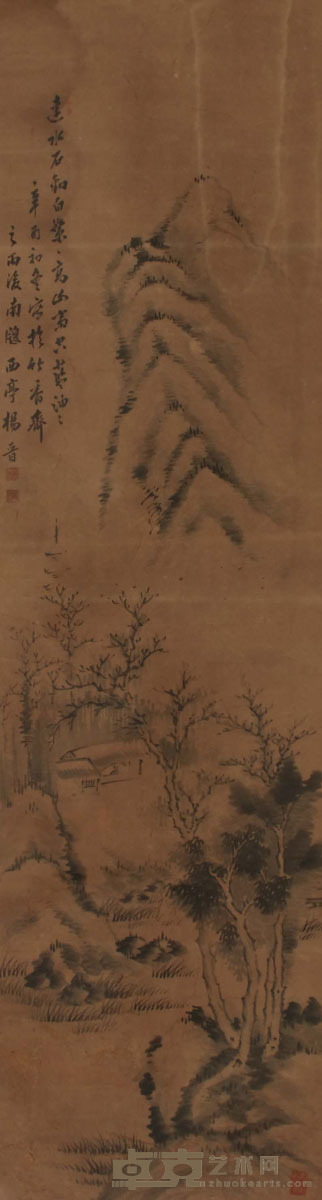 杨晋 山水 142×39cm