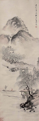 杨逸 泛舟图