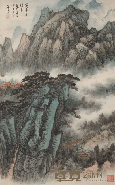 俞子才 高寺夕阳多 68×42cm