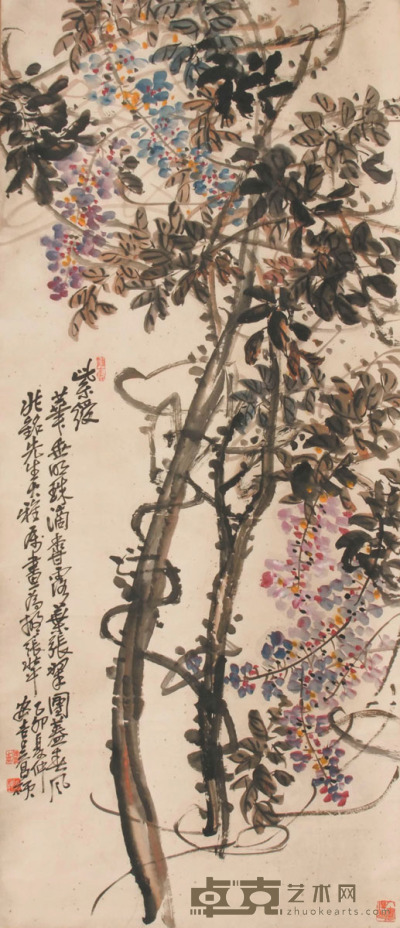 吴昌硕 花卉 138×59cm