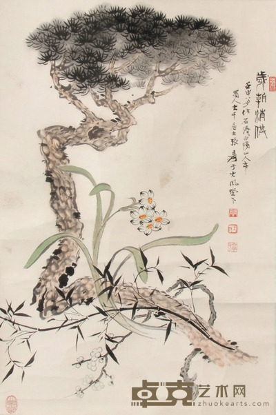 张大千 岁朝清供 68×45cm