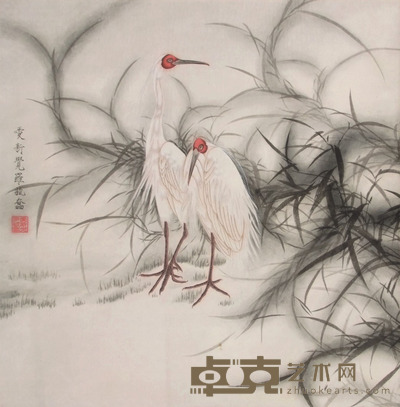 毓奋 花鸟 立轴 64×62