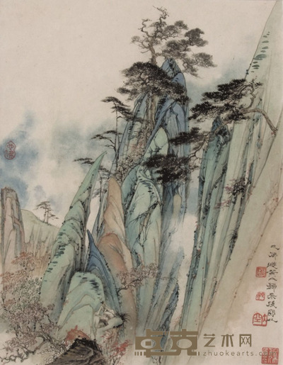 胡也佛 山水 镜框 23×18