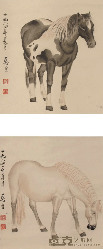 马晋 马 双挖立轴 