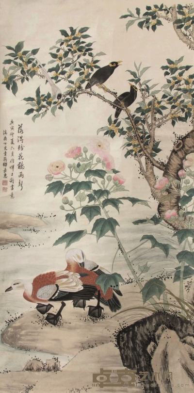 廖嘉惠 花鸟 立轴 127×62