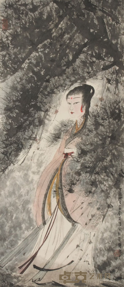 傅抱石 人物 立轴 74×33