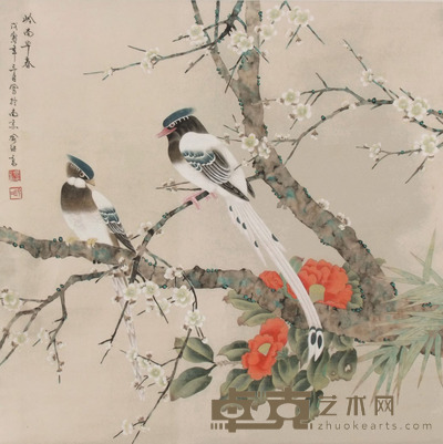 喻继高 花鸟 立轴 68×68