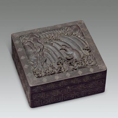 寿山石四方印泥盒