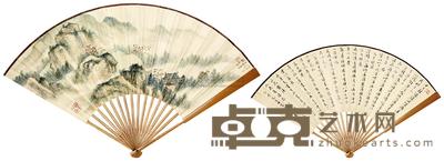 白蕉 张炎夫 山水诗文 成扇 48×18.5cm