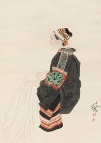 何家英 苗族少女 镜心