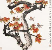 钱行健 红叶图 镜心