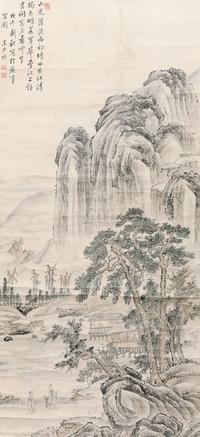 王原祁 山水人物 立轴