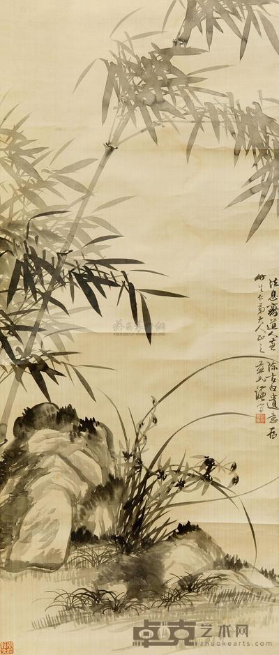 益如谦 墨竹 立轴 117×50.5cm