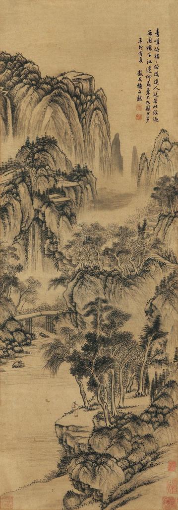 杨文骢 送客临高台图 挂轴