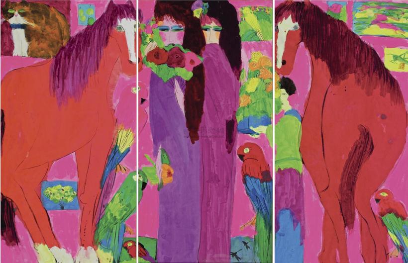 WALASSE TING TWO LADIES AND TWO HORSES （TRIPTYCH）