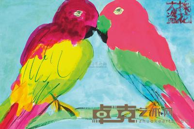 WALASSE TING A PAIR OF PARROTS 25×37cm