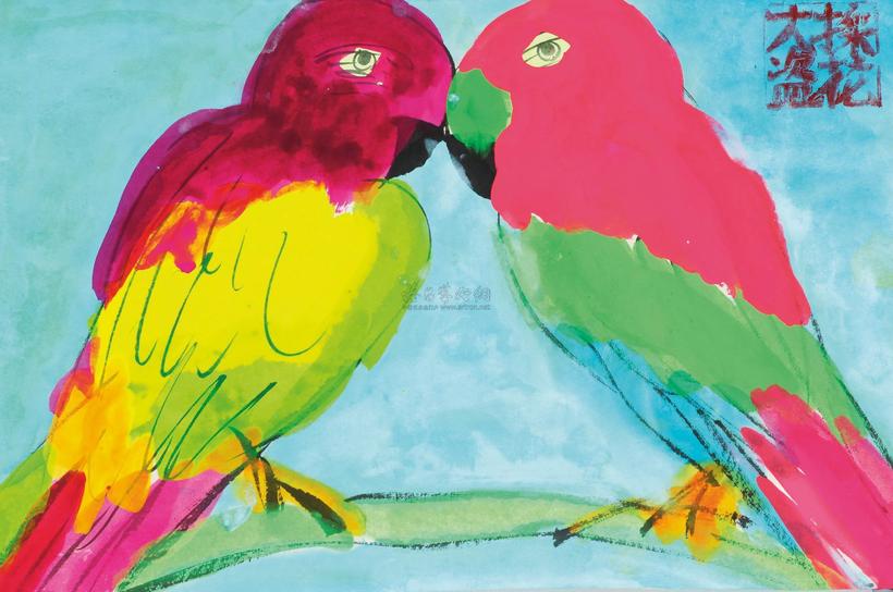 WALASSE TING A PAIR OF PARROTS